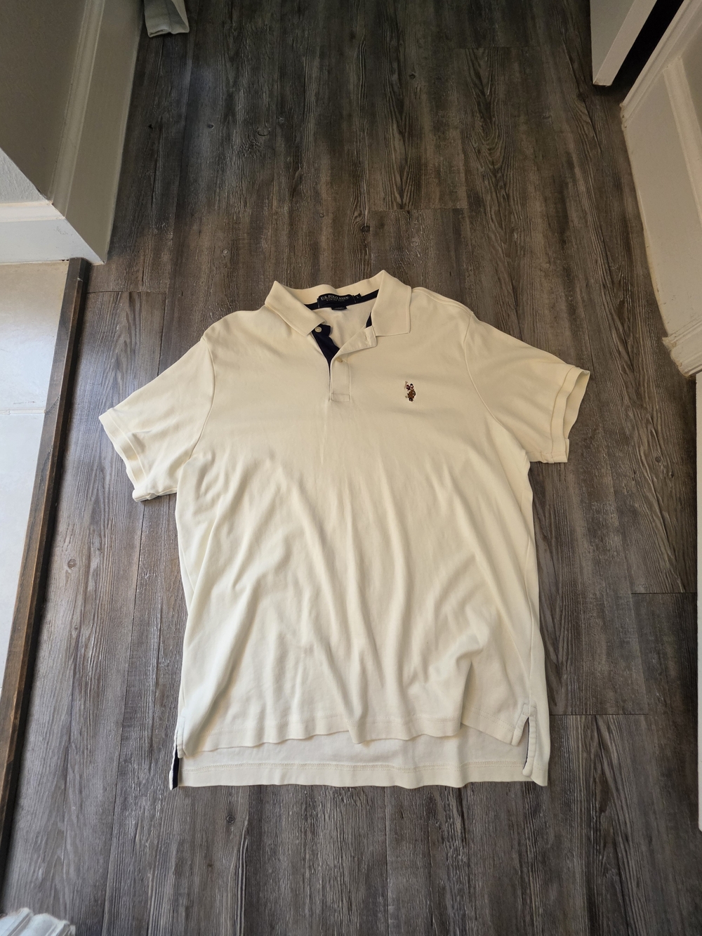 U.S. Polo Assn. Cream Short Sleeve Polo with Navy Trim